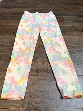 Cat & Jack Girls Tie Dye Leggings Size L (10/12) Pastel Rainbow Stretch Pants